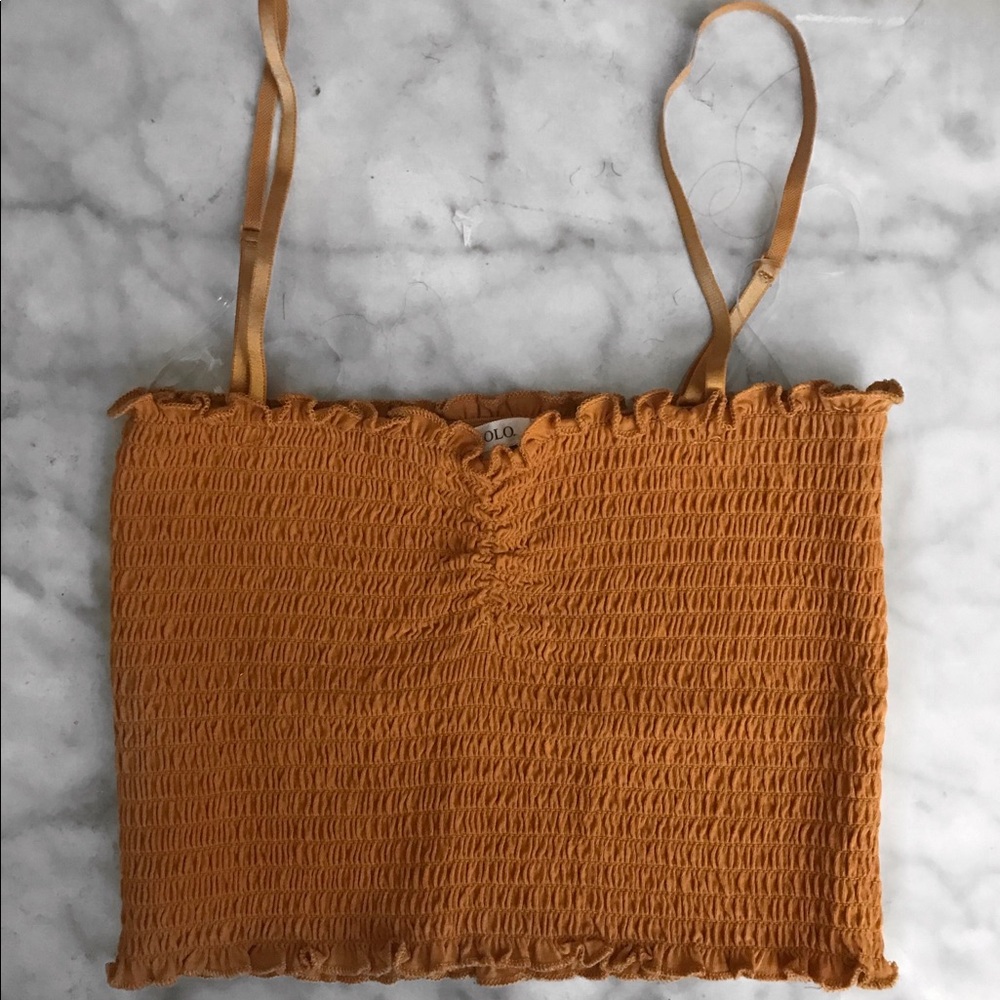 {bozzolo} Mustard Smocked Crop Top - Picture 2 of 4